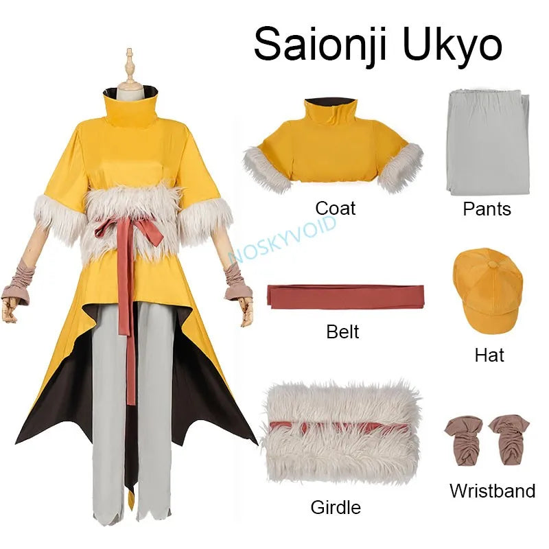Ukyo Saionji Cosplay Set – Dr. Stone Anime Costume with Wig & Hat (Unisex, Halloween/Comic-Con)