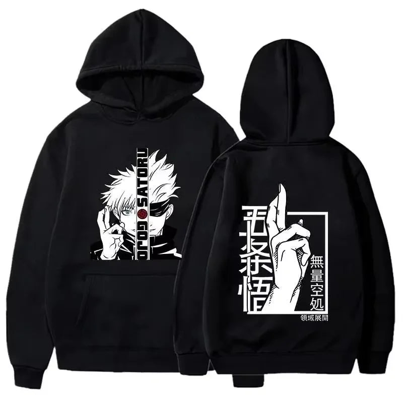 Jujutsu Kaisen Gojo Satoru Kanji Graphic Hoodie Harajuku Streetwear
