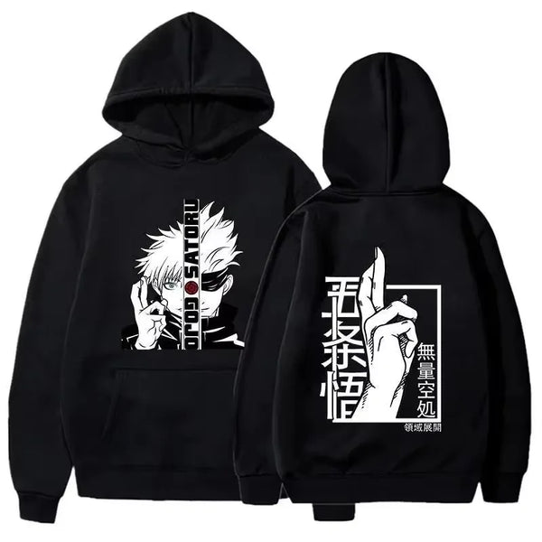 Jujutsu Kaisen Gojo Satoru Kanji Graphic Hoodie Harajuku Streetwear
