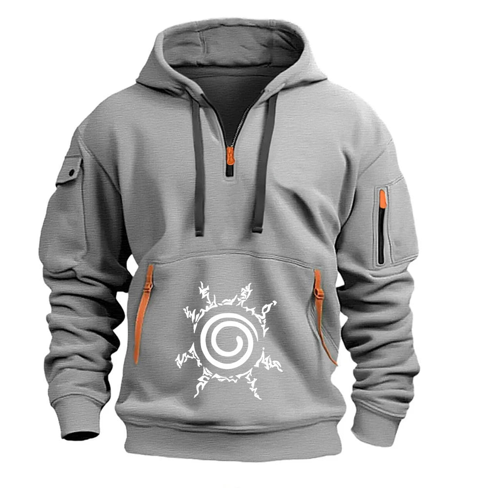Anime Naruto Half-Zip Graphic Hoodie – Premium Long Sleeve Harajuku Pullover for Men & Women 3