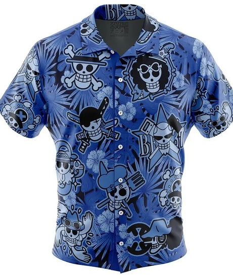 One Piece Luffy Anime Button Up Hawaiian Shirt Fashion Trend Breathable Loose Versatile Casual Sports Summer Men Cosplay Clothes