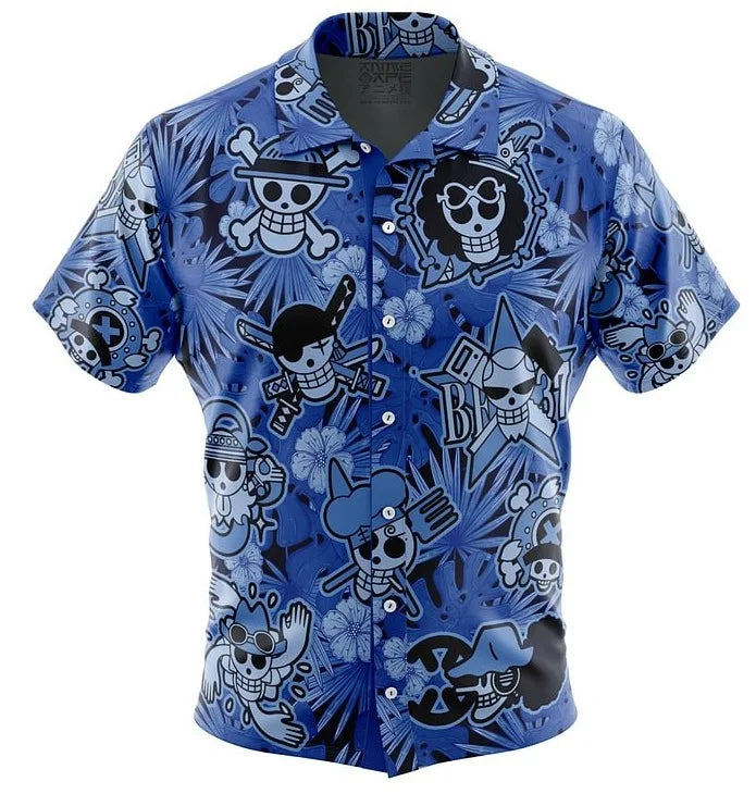 One Piece Luffy Anime Button Up Hawaiian Shirt Fashion Trend Breathable Loose Versatile Casual Sports Summer Men Cosplay Clothes