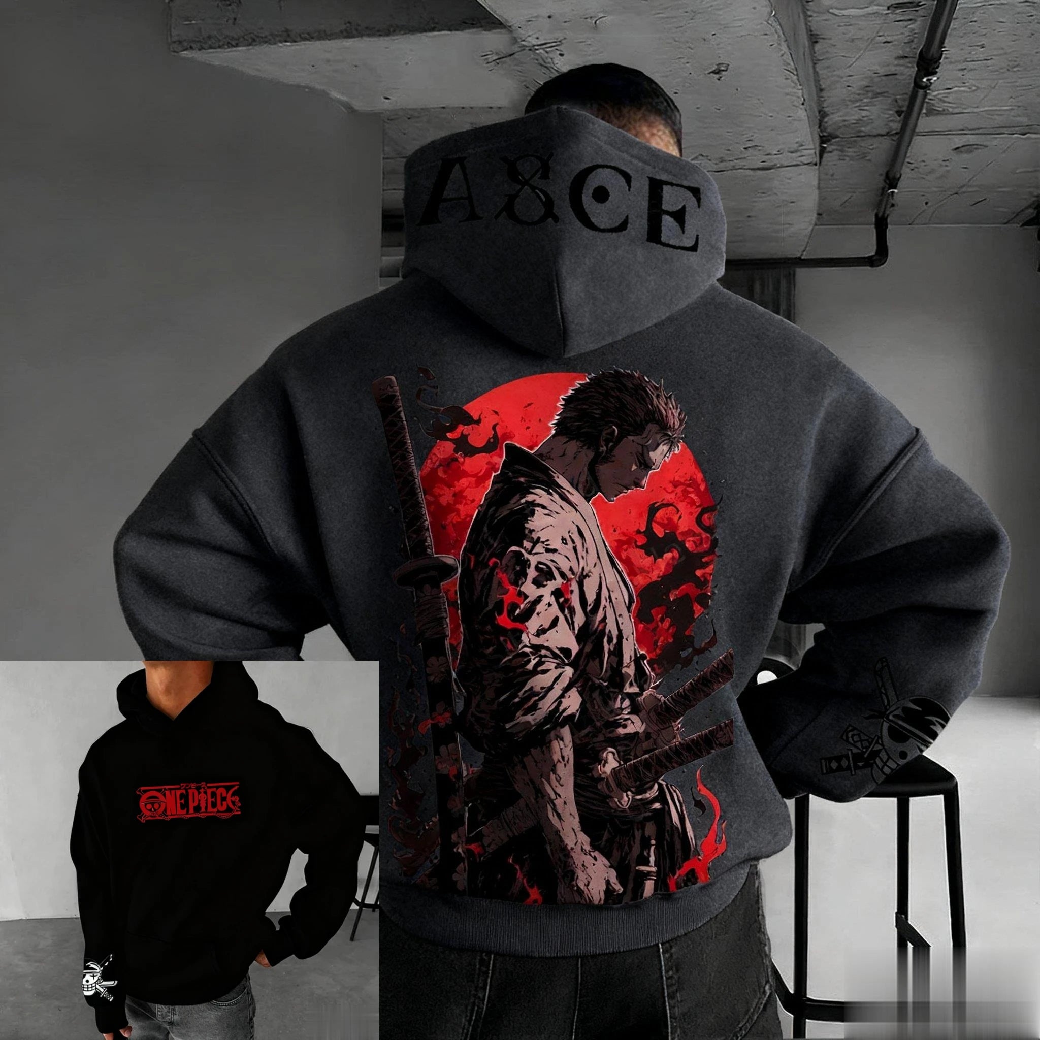 Anime One Piece Zoro Print Hoodie Men Women New Spring Autumn Casual Streetwear Cosplay Jacket Pullover Sweatshirt Fashion Tops