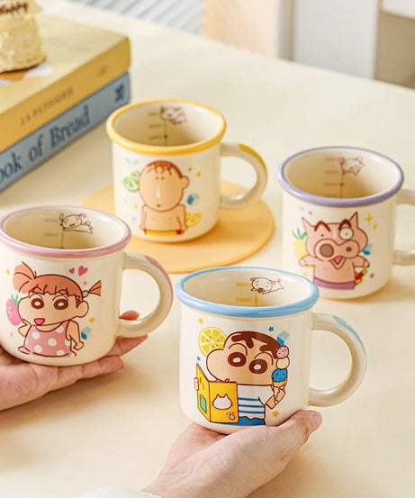 Kawaii Crayon Shin-Chan Boochan Buriburizaemon Wide Edged Mug Water Cup Cute Ceramic Cup for Girls