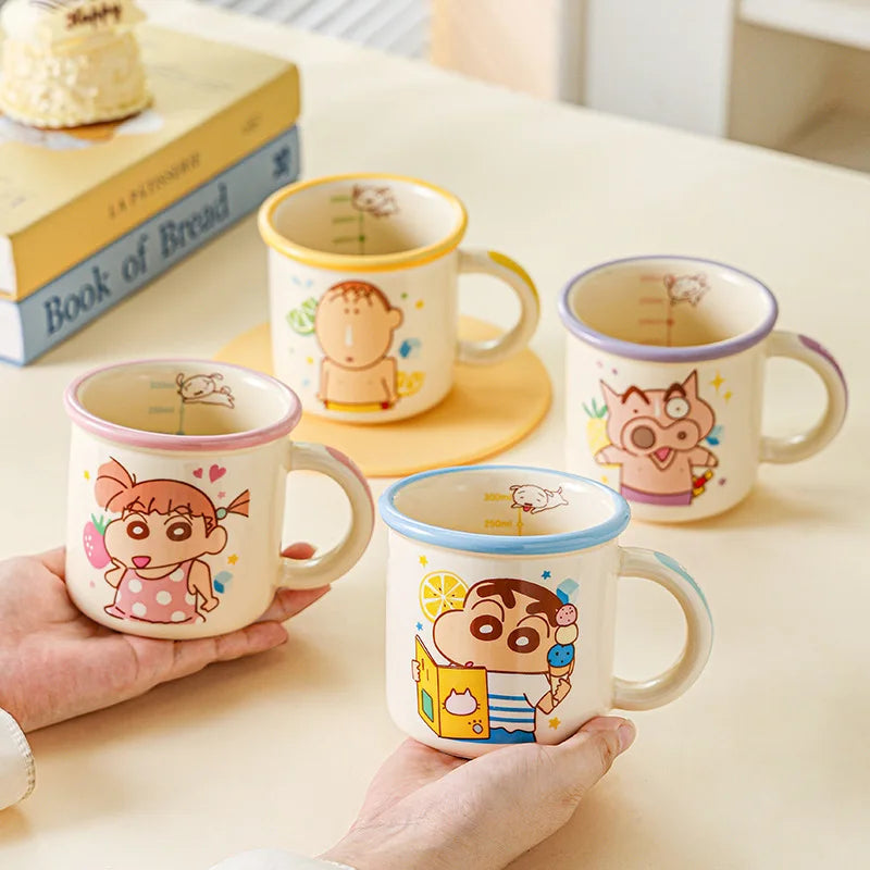 Kawaii Crayon Shin-Chan Boochan Buriburizaemon Wide Edged Mug Water Cup Cute Ceramic Cup for Girls