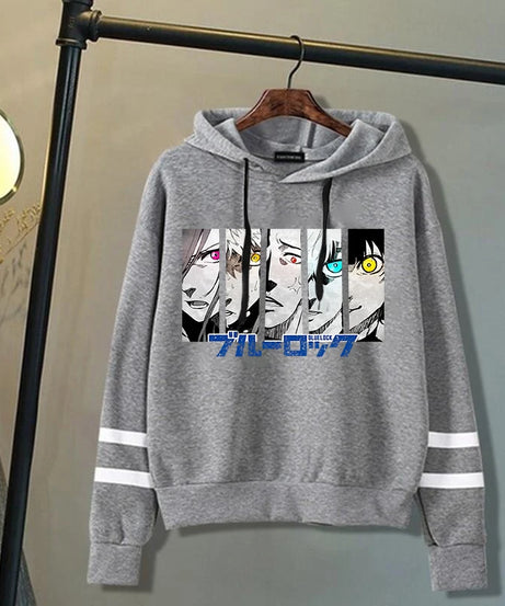 New Anime Blue Lock Pattern Print Hoodies Men Women Fashion Casual Sports Stripe Sweatshirts Ladies Pullovers Tops