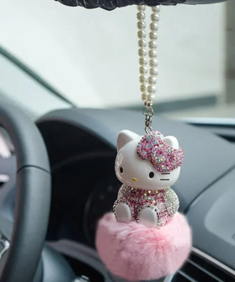 Hello Kitty Car Pendant Decoration Hanging Cat Ornament Automobile Rear View Mirror Accessories Gift Car Accessories