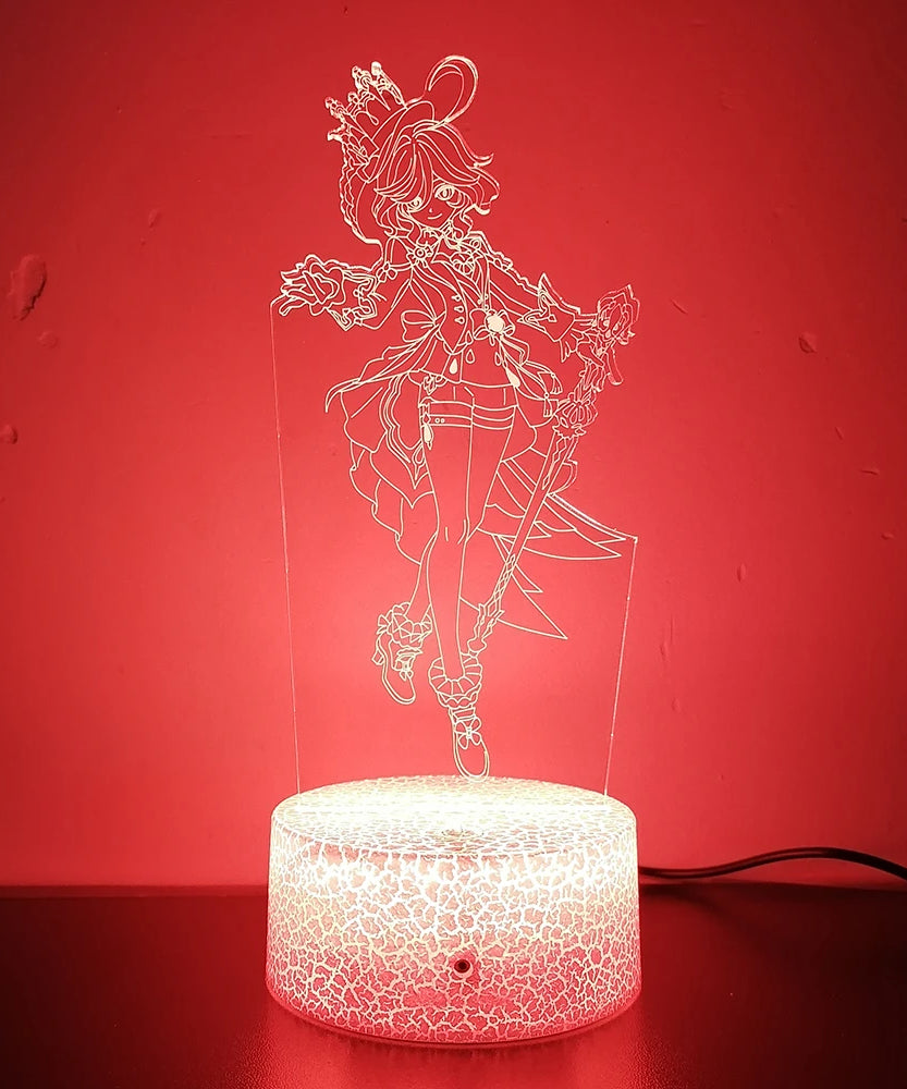 Genshin Impact Figure Furina 3d Led Night Light For Bedroom Customizable Heroes Acrylic Lamp Bedside Decor Children's Gift