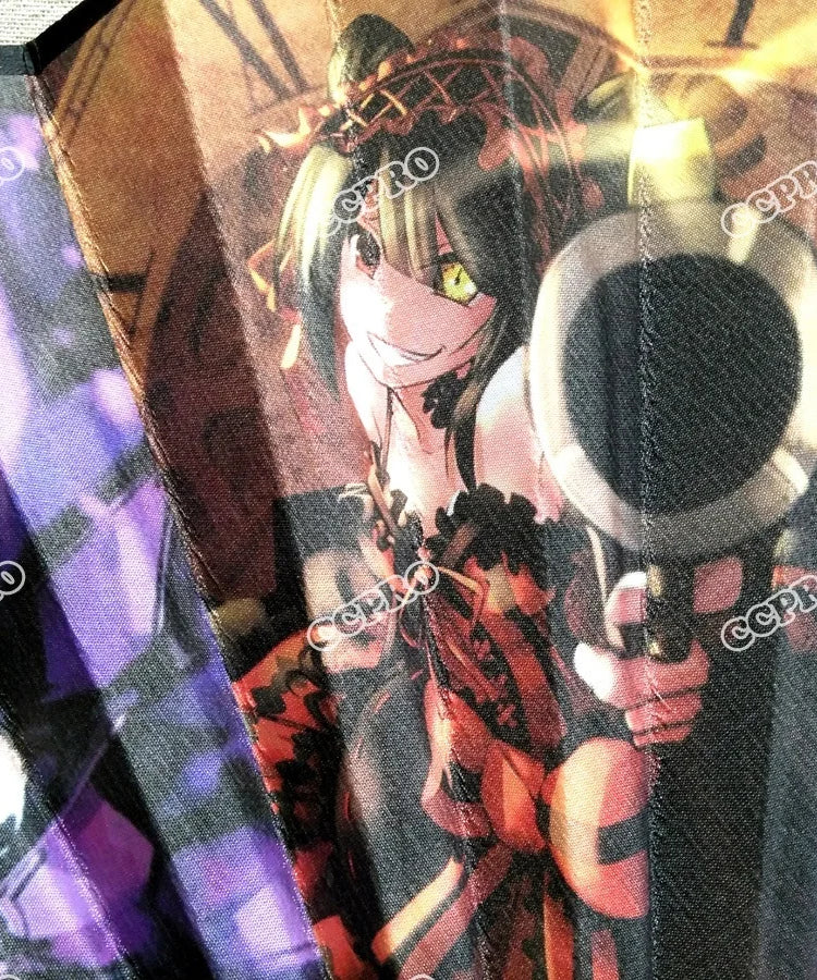 33cm/10"  Anime DATE A LIVE Tokisaki Kurumi Bamboo&Tough Paper Folding Fan Men and Women's Hand Fan for Costume Props