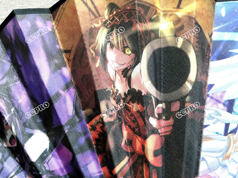 Date A Live Kurumi Tokisaki Folding Hand Fan — Bamboo Cosplay Prop (33cm) 4