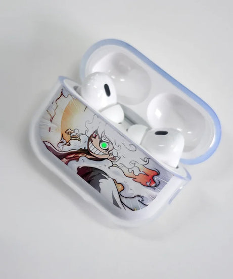 Luffy Gear 5 Glowing eyes One Piece Earphone Phone Case for Apple AirPods 1 2 3 Pro 4 Pro2 2nd Cartoon headset headphone Cover