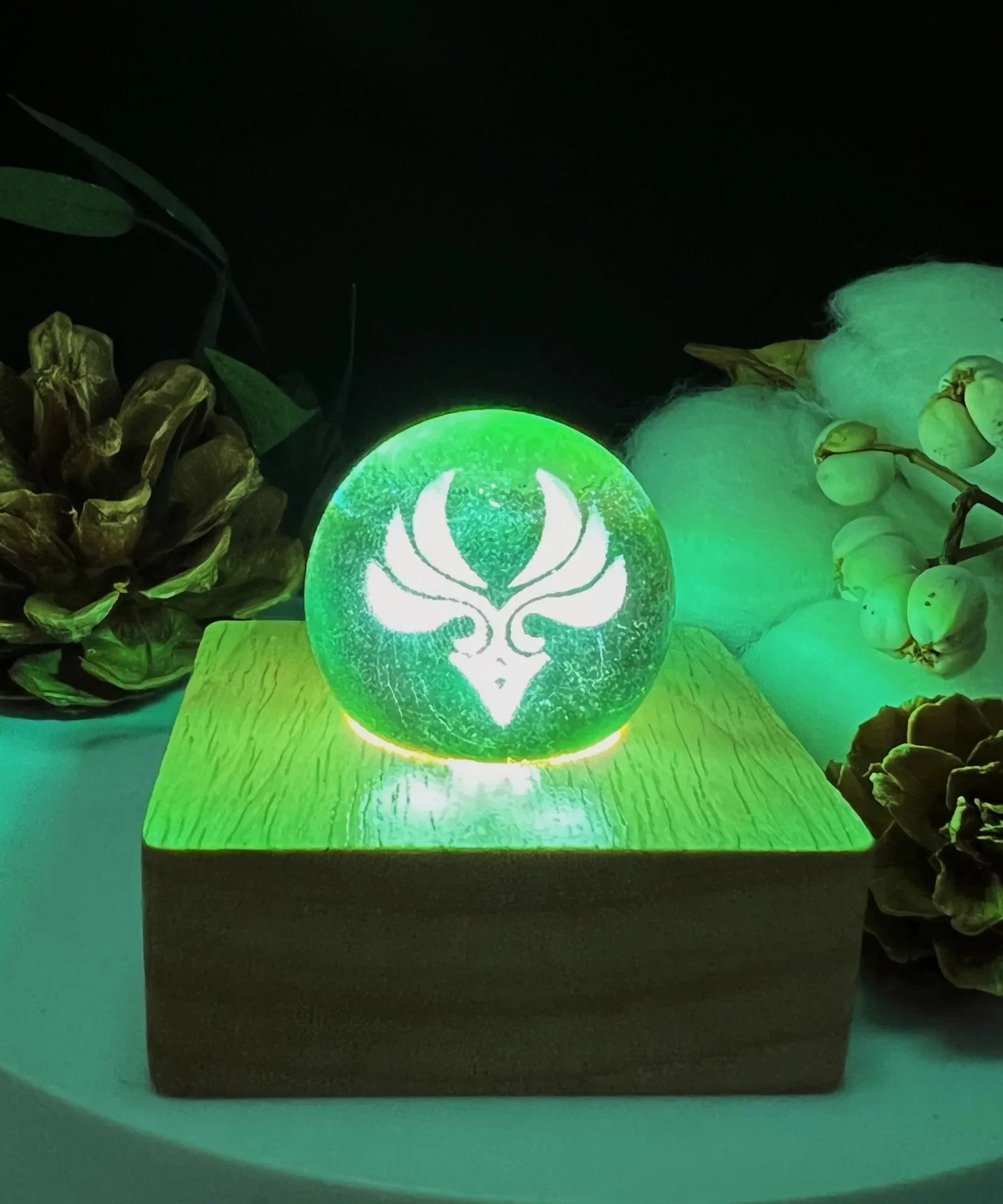 Genshin Impact Seven Elements Crystal Glass Ball 3D Three-dimensional Laser Engraving and Translucent Single Crystal Ball Game