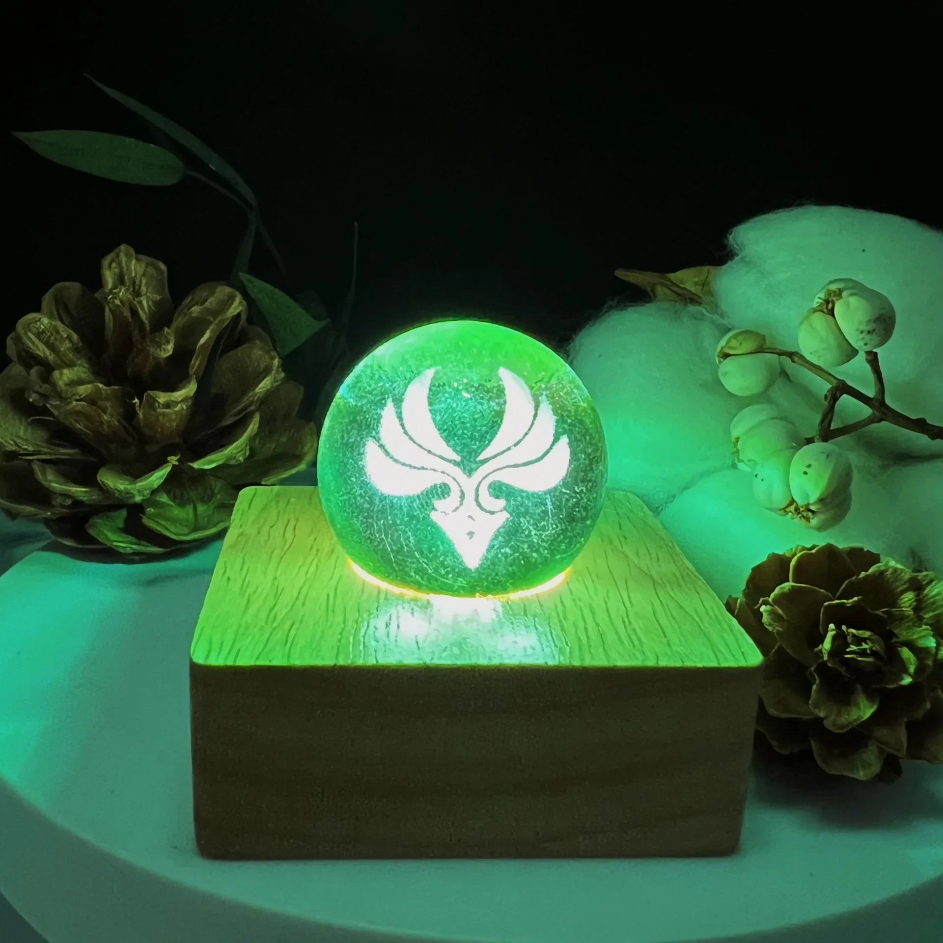Genshin Impact Seven Elements Crystal Glass Ball 3D Three-dimensional Laser Engraving and Translucent Single Crystal Ball Game