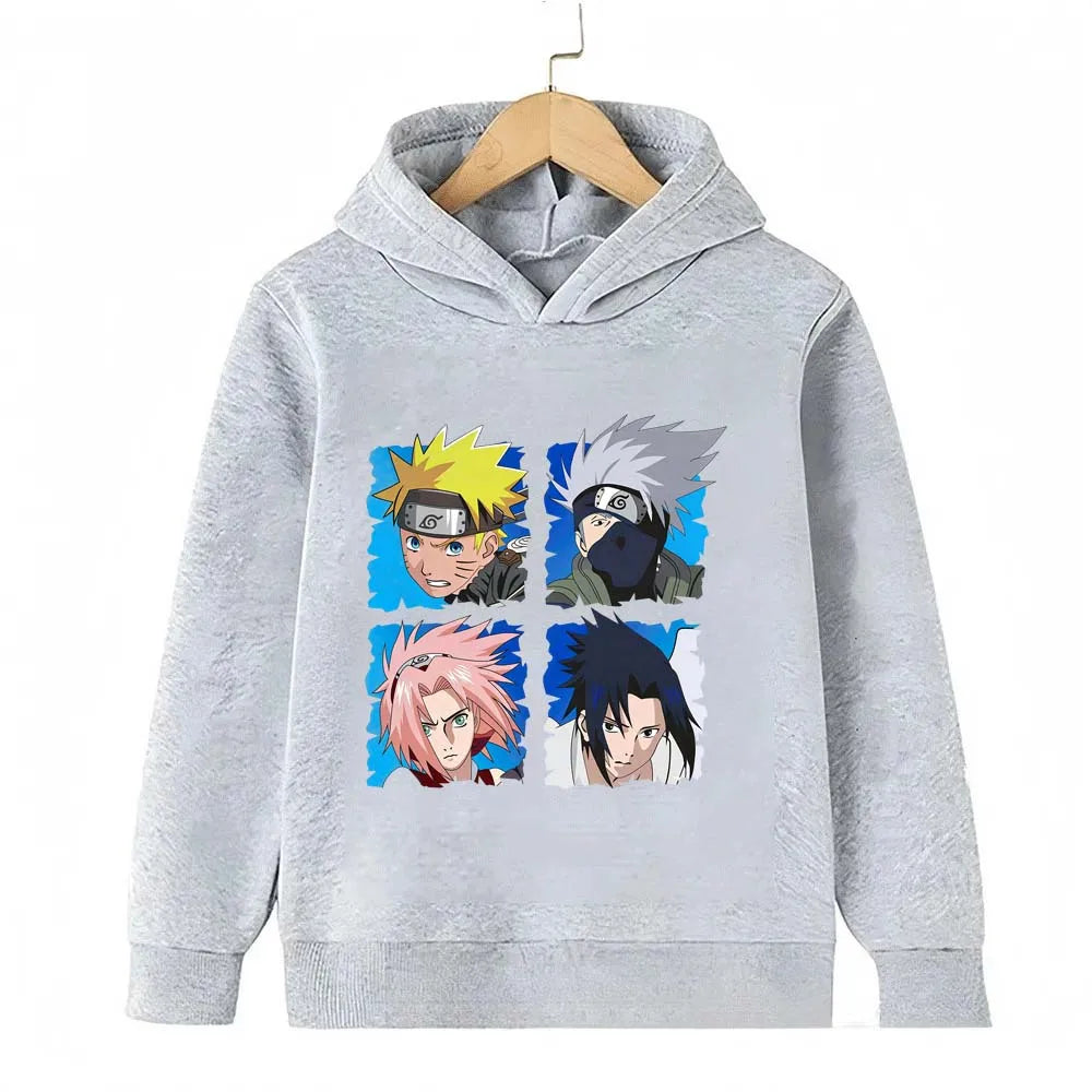 Naruto Kids Anime Graphic Hoodie – Uzumaki, Sasuke & Kakashi Spring/Autumn Top 5