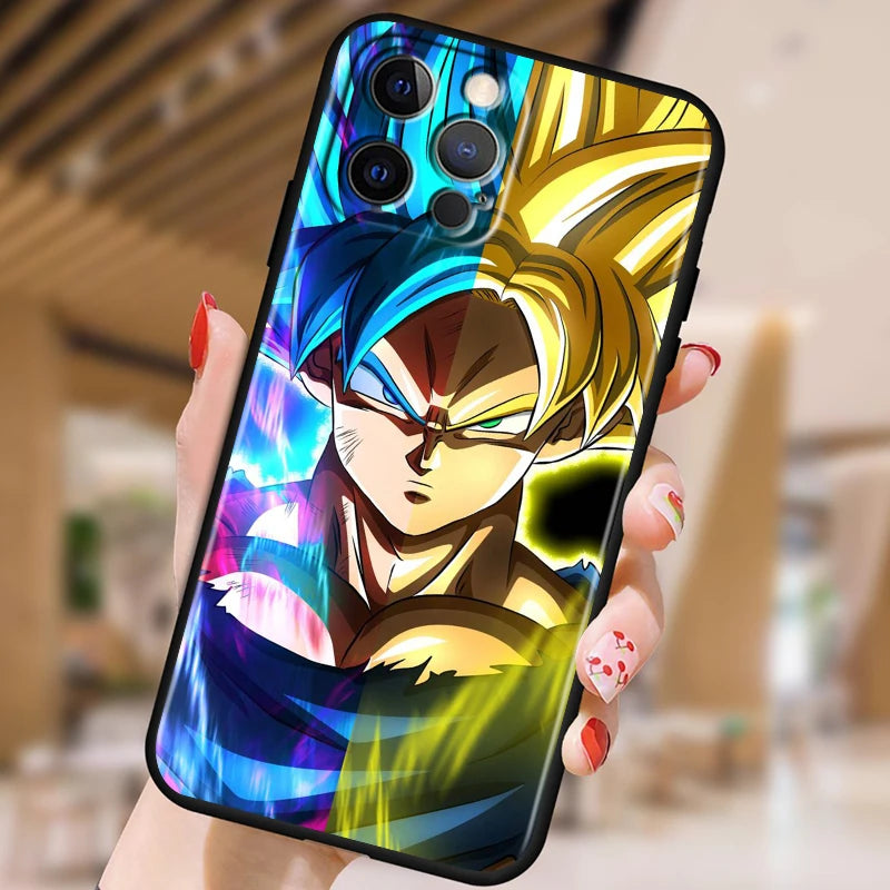 Dragon Ball Z Black Soft Case for iPhone 15/14/13/12/11/XS/X/8/7/SE
