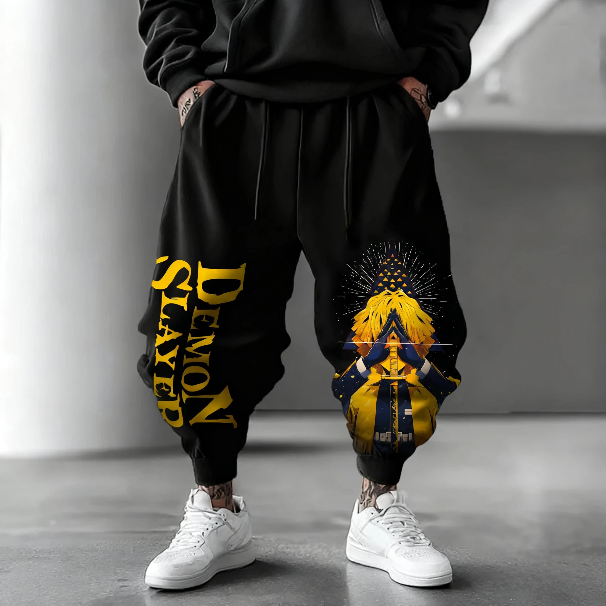 Demon Slayer Anime Sweetpants Fall/Winter New Agatsuma Zenitsu Printed Harajuku Loose Casual Large Sports Pants