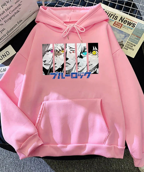 Anime Blue Lock Print Sweatshirt Women'S Casual Top Harajuku Fashion Hooded Sweatshirt Long Sleeve