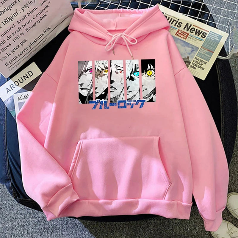 Anime Blue Lock Print Sweatshirt Women'S Casual Top Harajuku Fashion Hooded Sweatshirt Long Sleeve