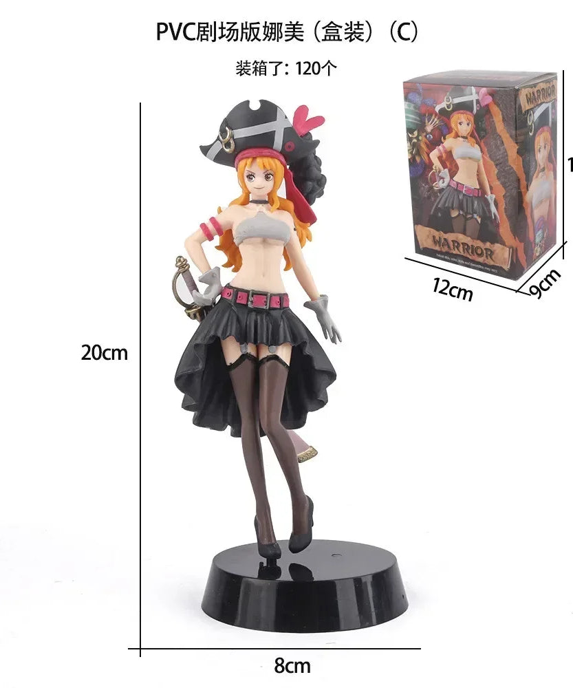 19CM Anime One Piece Nami Black Clothes Action Figure ONE PIECE FILM RED Dress Up Figurine PVC Collectible Model Toy