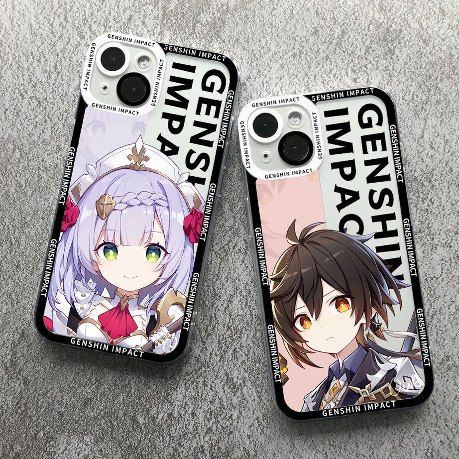 Anime Genshin Impact Anime Phone Case For Samsung S 20 21 22 23 PLUS S 23 24 ULTRA S21 FE Clear Soft Silicone TPU Cover