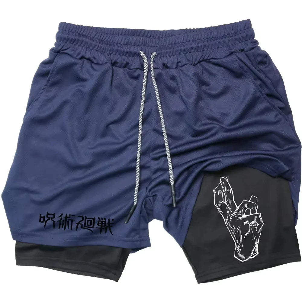 Jujutsu Kaisen Yuta Okkotsu 2-in-1 Compression Gym Shorts Quick Dry Workout Running Pants 2