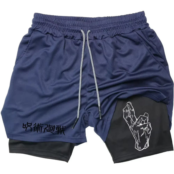 Jujutsu Kaisen Yuta Okkotsu 2-in-1 Compression Gym Shorts Quick Dry Workout Running Pants
