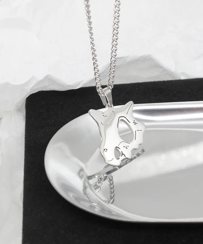 Anime Pokemon Cubone Mask Necklace Dinosaur Pendant Caracalla Necklaces Stainless Steel Design Kawaii Jewelry Gift