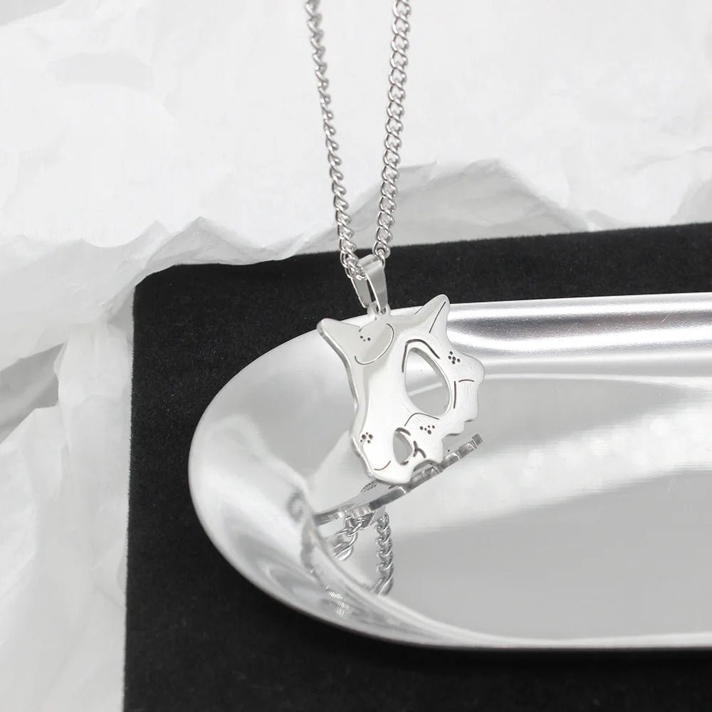 Anime Pokemon Cubone Mask Necklace Dinosaur Pendant Caracalla Necklaces Stainless Steel Design Kawaii Jewelry Gift