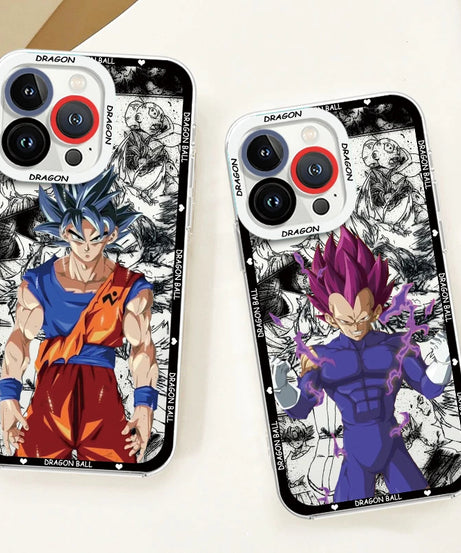 Goku & Vegeta Angel Eyes Case – Dragon Ball Transparent iPhone 7–15 Pro Max