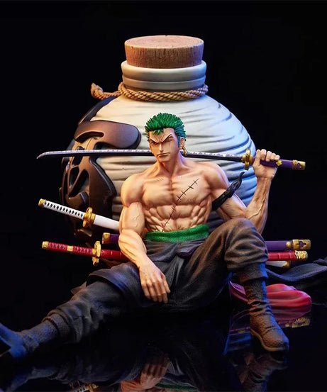 10cm One Piece Anime Figure Roronoa Zoro Anime Figure Sitting Action Figure Pvc Model Statue Collection Decoration Toys Gift