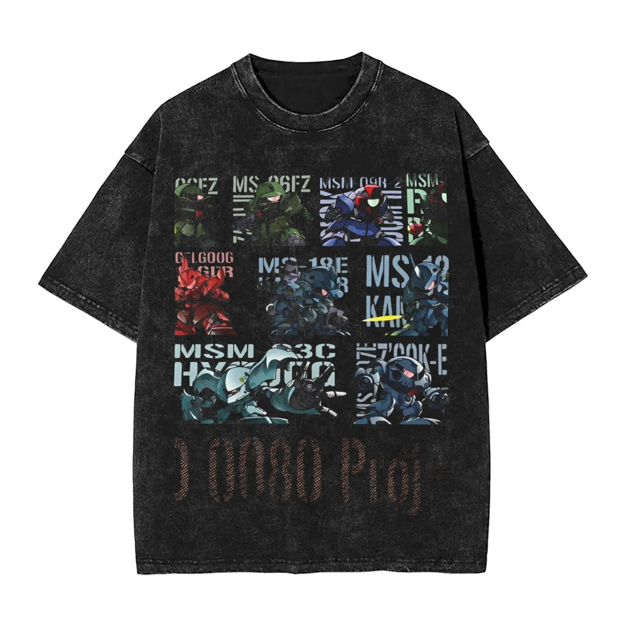 Y2k Clothes Gundam Graphic T-shirts Man Summer Trendy Casual Short Sleeved Tee Women's Vintage Washed Cotton Gym Clothing Tops