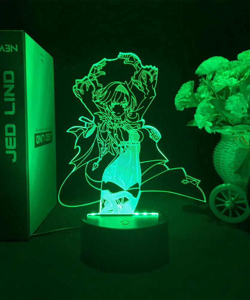 Newly Genshin Impact Night Light Yae Miko Game Figures Acrylic Stand Model 3D Table Lamp Kids Git Acrylic Bedside lamp