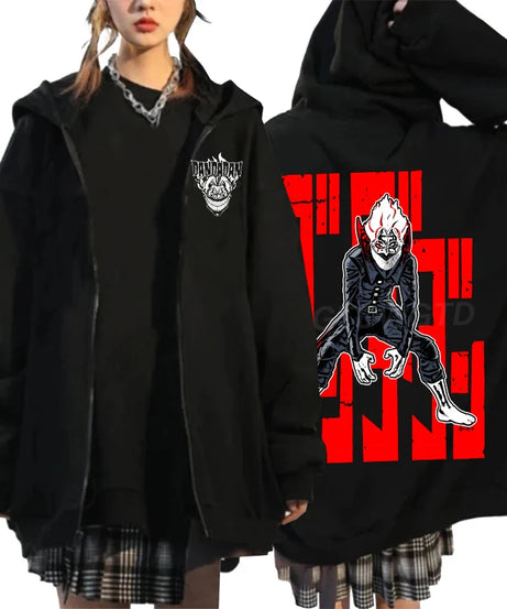 Anime Dandadan Ken Takakura Graphic Print Hooded Men women Zip Up Hoodies Oversized Sweatshirts Harajuku Male Zipper Jacket