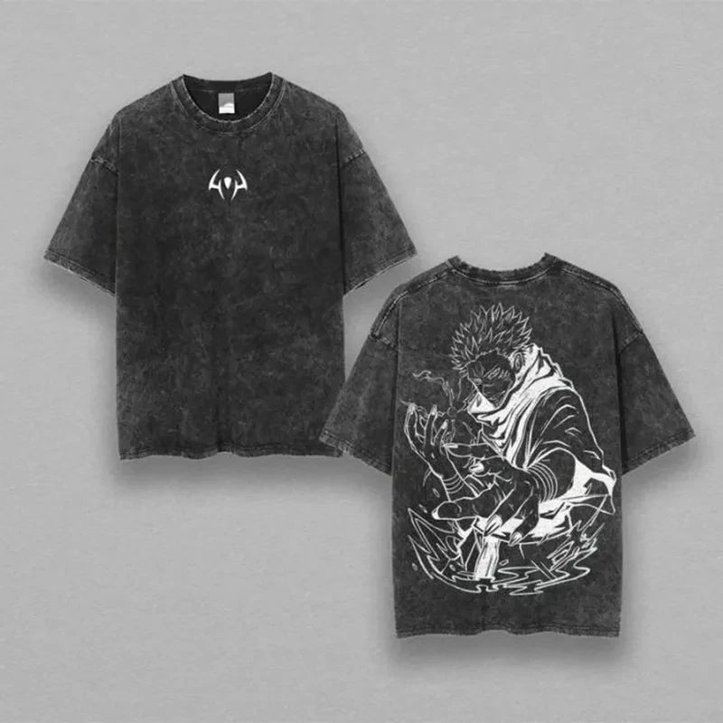 Anime Jujutsu Kaisen Ryomen Sukuna Vintage Washed T-Shirt – Graphic Cotton Tee 2