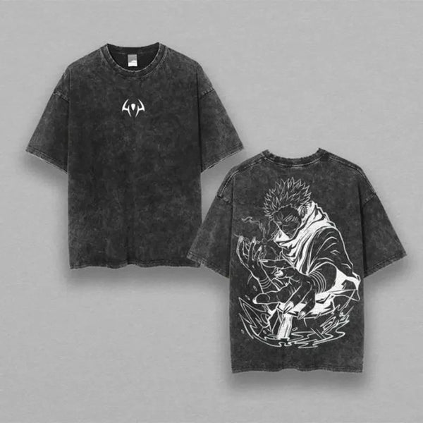 Anime Jujutsu Kaisen Ryomen Sukuna Vintage Washed T-Shirt – Graphic Cotton Tee