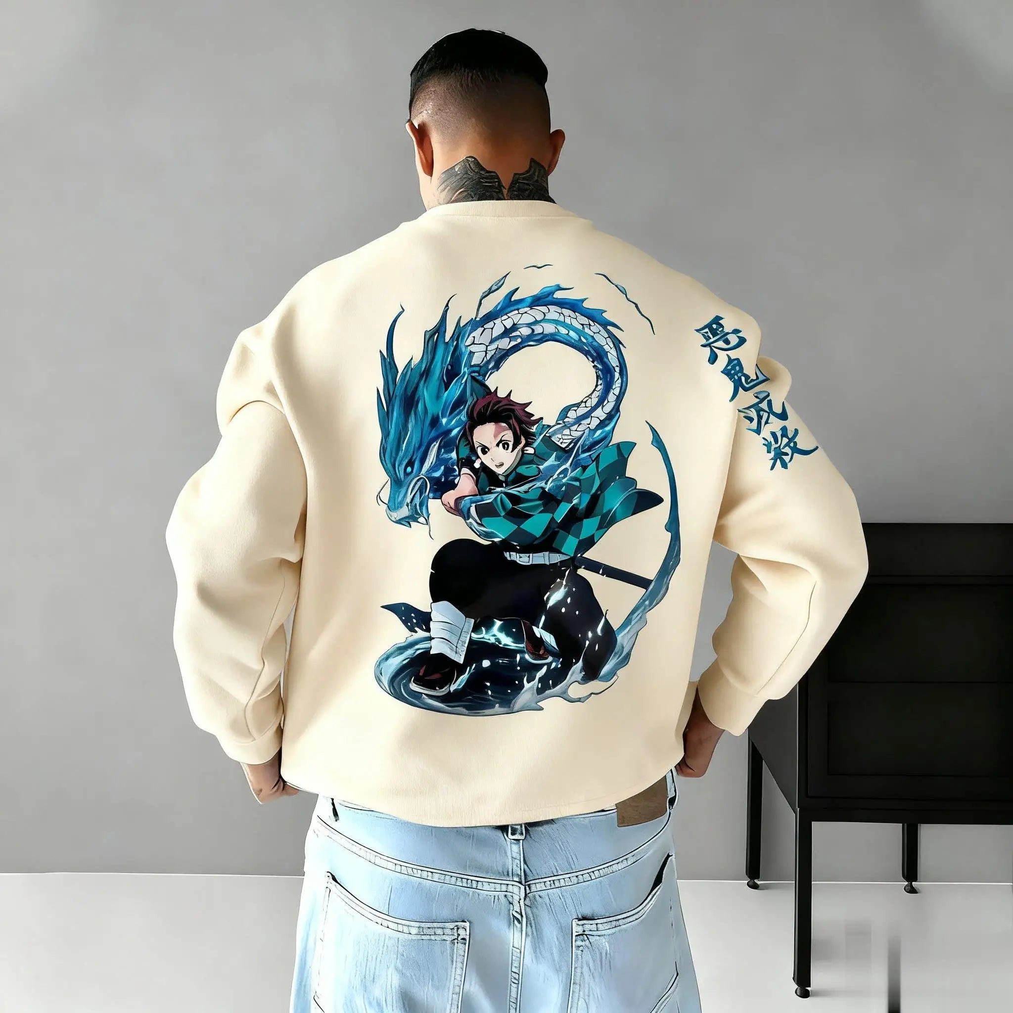 Oversized Demon Slayer Jacket Men Women Hooded Anime Print Coat Outdoor Streetwear Pullover Sweatshirt Casual Autumn Winter New