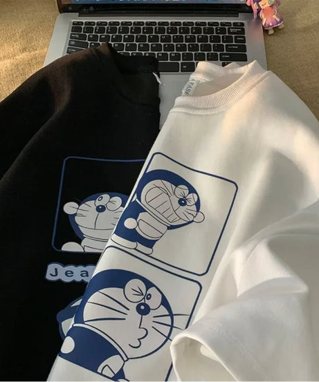 Minimalist Doraemon T-Shirt – Oversized Japanese Style Tee (M–8XL)