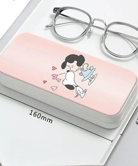 Snoopy Girl Korean Fresh Student Cute Disney Fashion Simple Anti-fall Portable Anti-Stress Folding Glasses Case