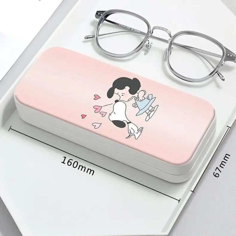 Snoopy Girl Korean Fresh Student Cute Disney Fashion Simple Anti-fall Portable Anti-Stress Folding Glasses Case