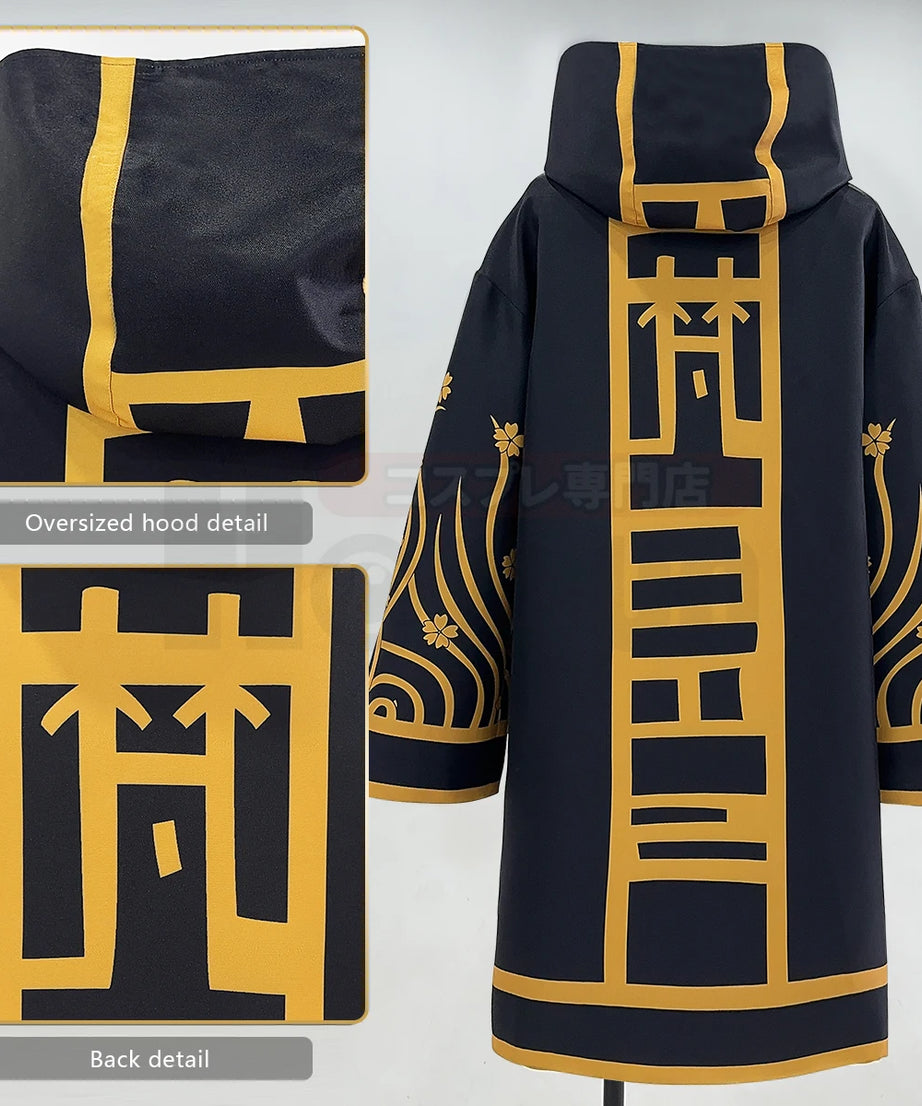 HOLOUN Tokyo Anime Brahman Senju Kawaragi Cosplay Costume Golden Black Jacket Coat Over Size Sakura Printed Halloween Christmas