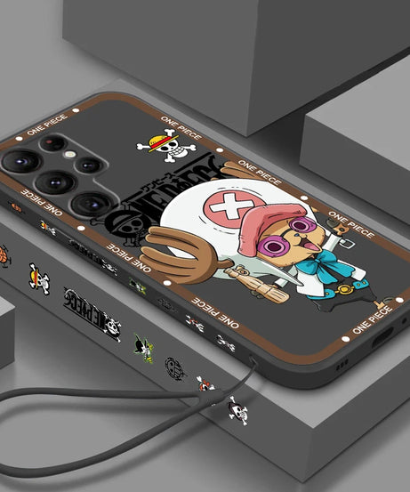 One Piece Chopper Cute Girl Liquid Left Rope For Samsung Galaxy S24 S23 S22 S21 S20 FE S10 Ultra Plus Lite 5G Cover Funda