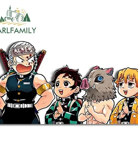 EARLFAMILY 13cm X 3.8cm Anime Running Chibi Car Stickers Trunk Windows Cartoon Decal Personality Kamado Nezuko Car Accessories