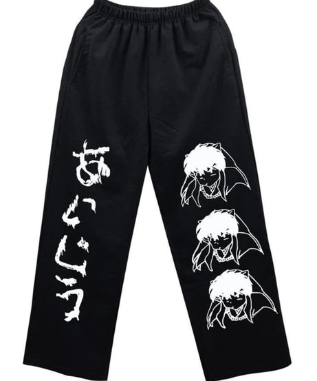 Harajuku Anime Print Wide Leg Pants Women Hippie Streetwear Black Sweatpants Korean Style Oversized Trousers