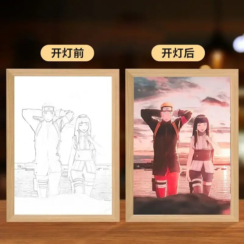 Naruto light painting Kakashi Sasuke Uchiha Madara anime bed head light bedroom creative personality night light holiday gift