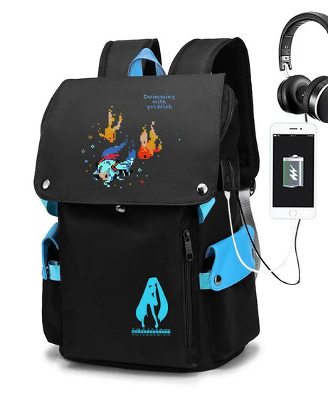 New Hatsune Anime Backpack Student School Shoulder Bag Business Multifunctional Large Capacity Computer Bag Travel Backpack