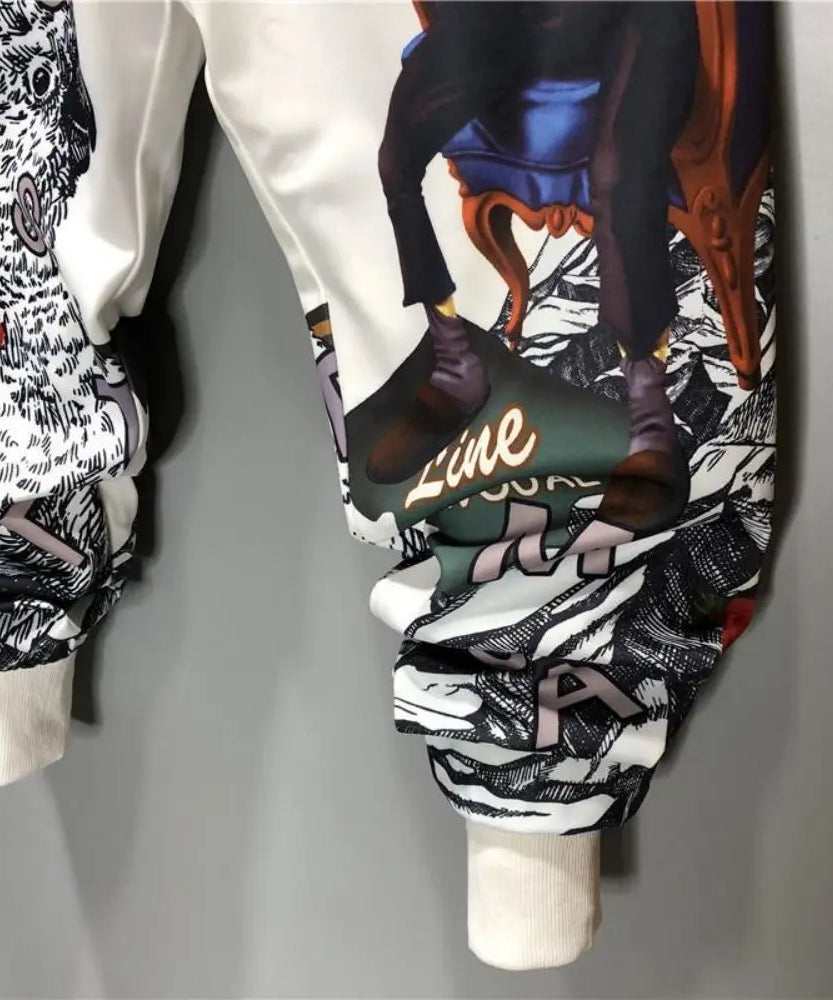 Fashion Men Harem Joggers Patchwork Elastic Drawstring Street Hip Hop Pants Printed Japanese Streetwear Harajuku