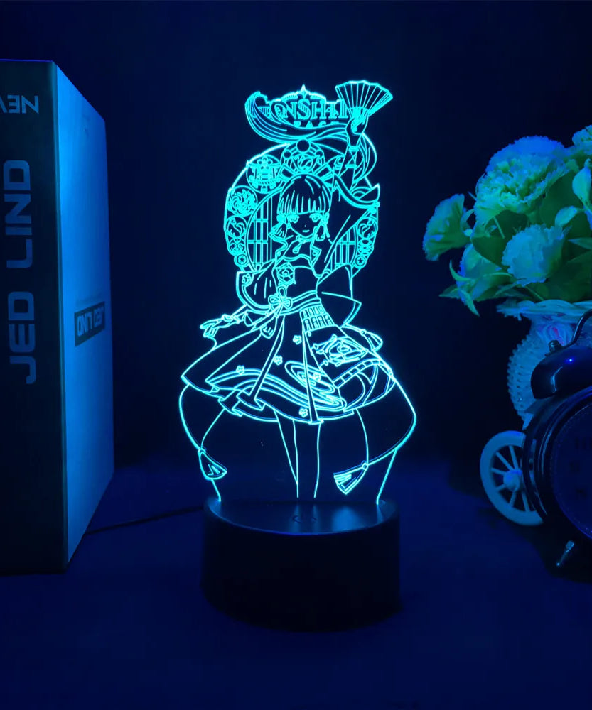 Newly Genshin Impact Night Light Yae Miko Game Figures Acrylic Stand Model 3D Table Lamp Kids Git Acrylic Bedside lamp