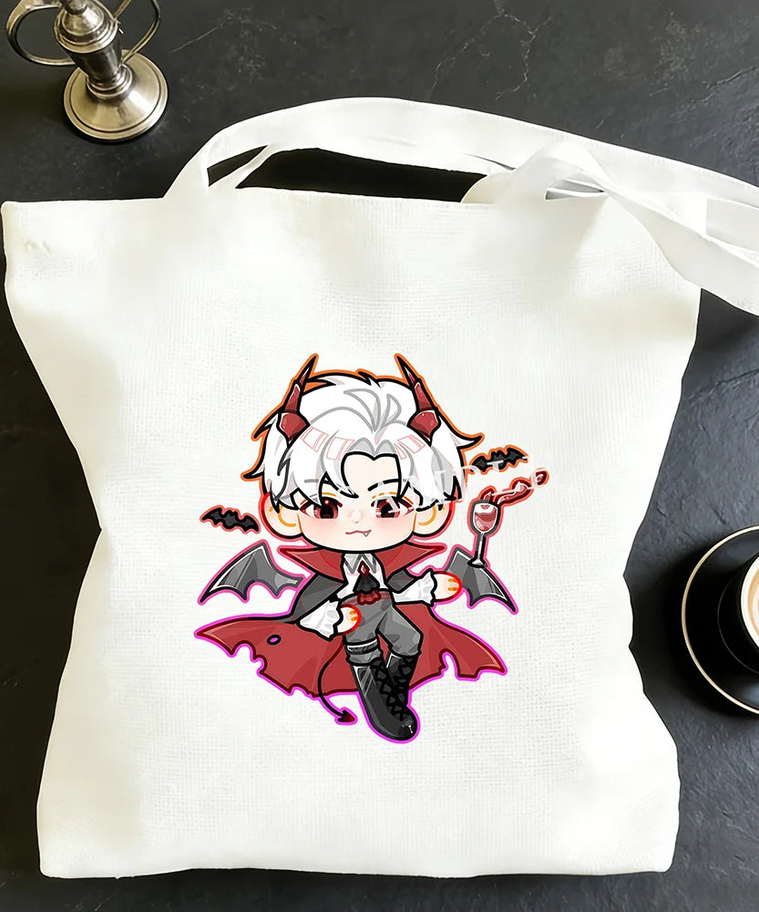 Love and Deepspace Sylus Cute Devil Print Canvas Bag 30x35/35x40CM Anime Cosplay Qinche Handbag Game Fans Gift New