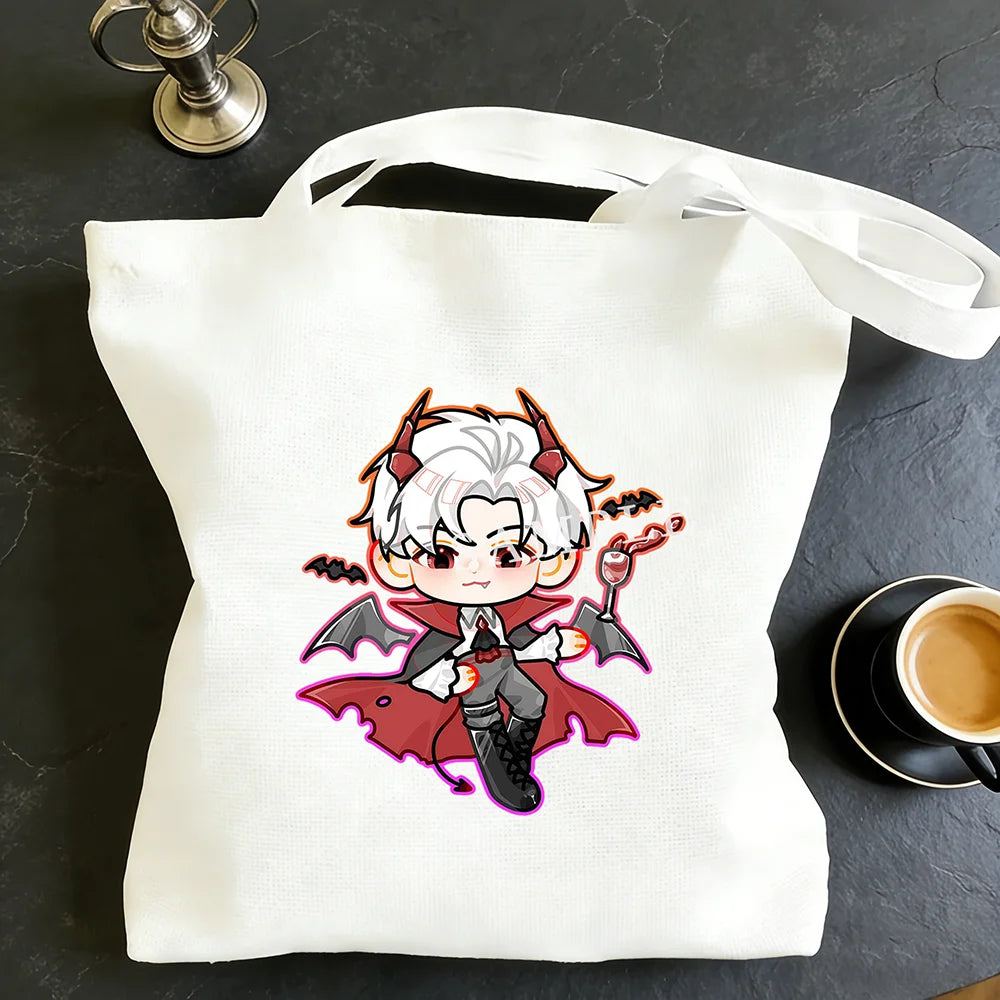 Love and Deepspace Sylus Cute Devil Print Canvas Bag 30x35/35x40CM Anime Cosplay Qinche Handbag Game Fans Gift New
