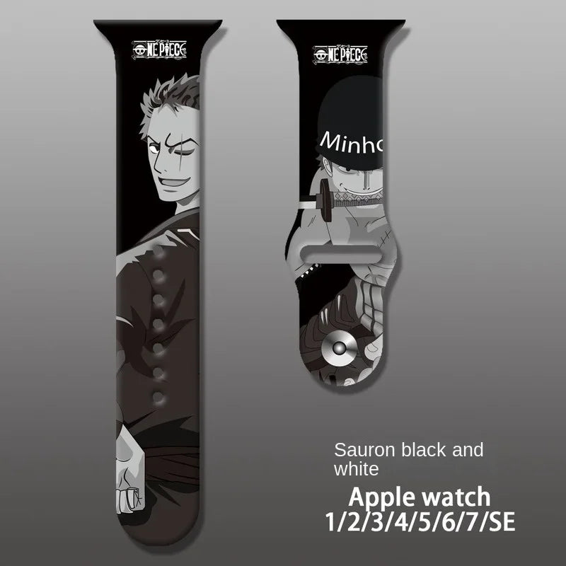 ONE PIECE Luffy Zoro Iwatch Strap Apple Watch Band for Iwatch 7 6 5 4 3 2 1 Se Anime Cartoon Kawaii Bracelet Replace Wristband